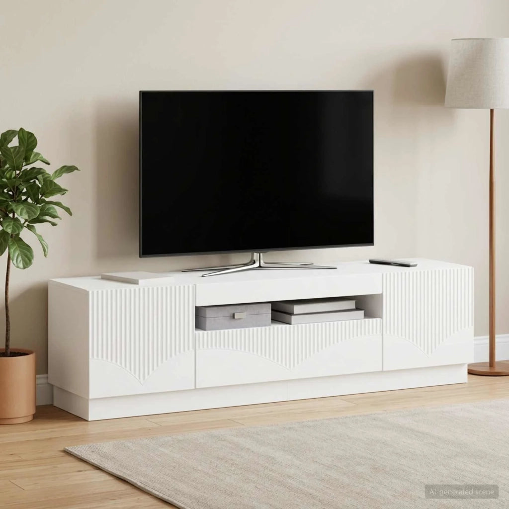 Mobile TV LED Bianco Legno ingegnerizzato 897345