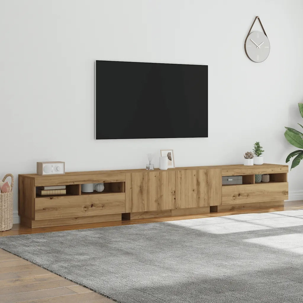 Mobile Porta TV con LED Artigianale 260x35x40 cm Multistrato 3329168