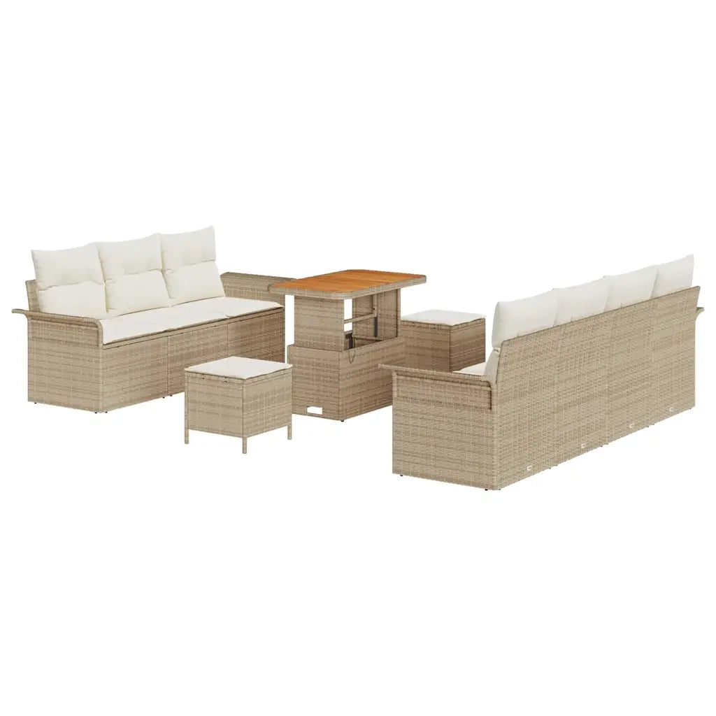 Set Divano da Giardino con cuscino 10 pcs Beige e Crema 3364051