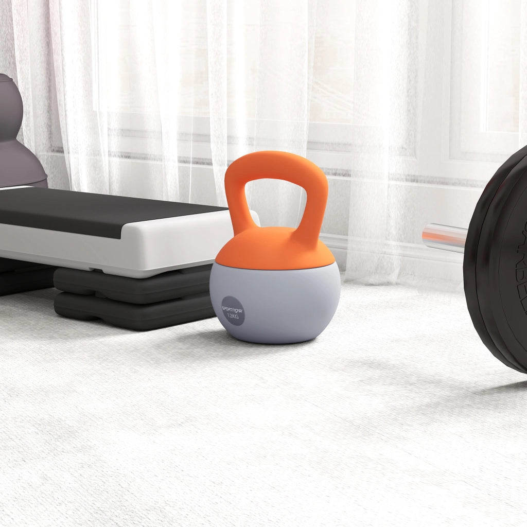 Kettlebell 12 kg Pesa Rusa ¨C zephmum ¨C 21x21x30 cm Arancione e Grigio