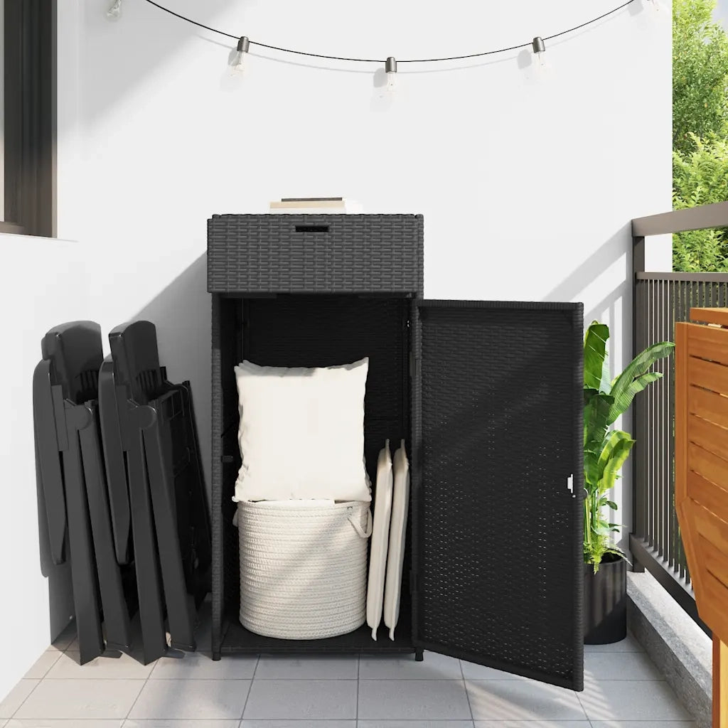 Armadietto Portaoggetti da Giardino Nero 55x55x111cm Polyrattan 365559
