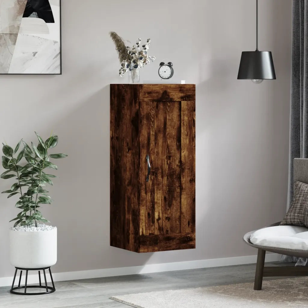 Mobile a Parete Rovere Fumo 34,5x34x90 cm in Legno Multistrato 830497
