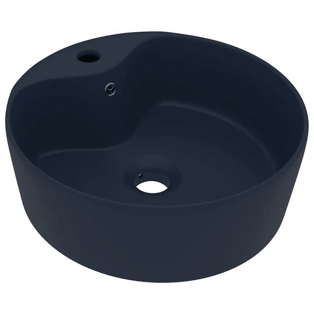 Lavandino-Lavello con Troppopieno Blu Scuro Opaco 36x13 cm in Ceramica