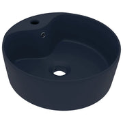 Lavandino-Lavello con Troppopieno Blu Scuro Opaco 36x13 cm in Ceramica