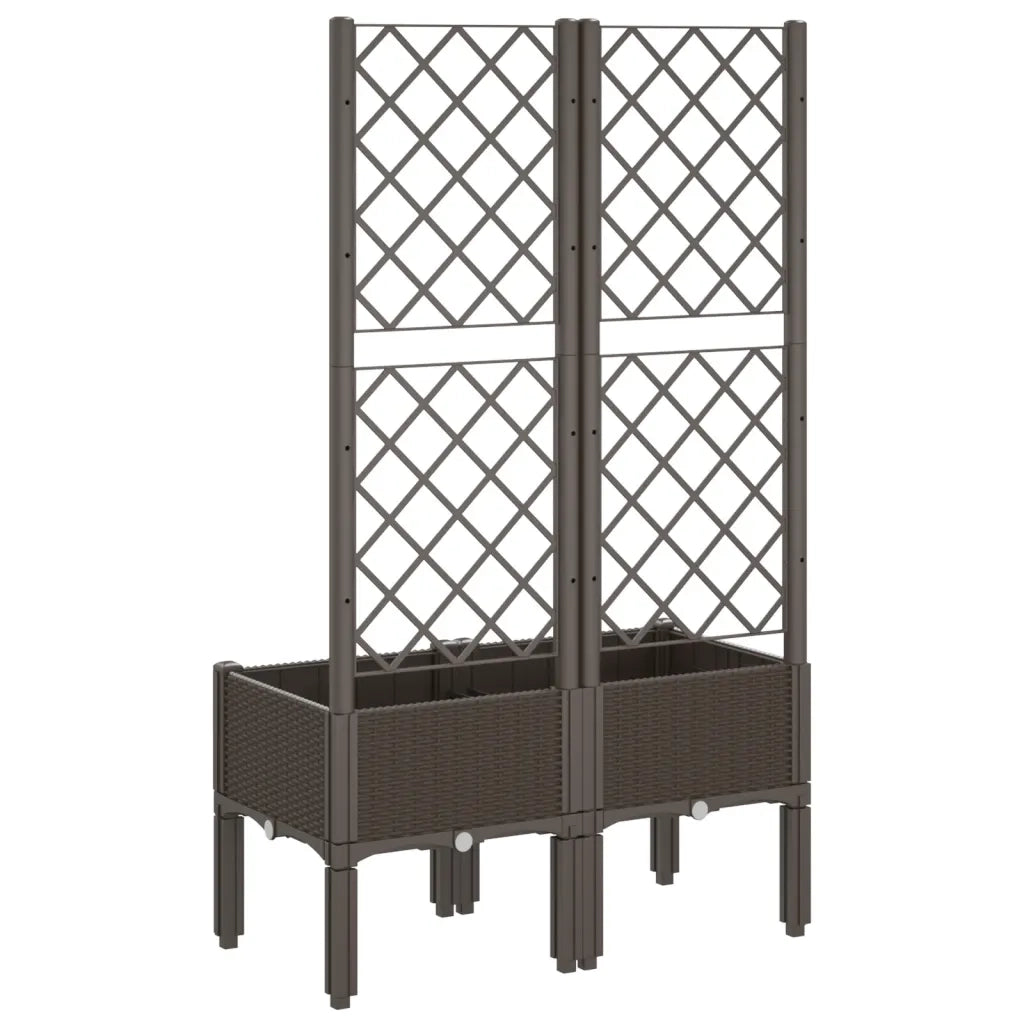 Fioriera da giardino con traliccio-Vaso da Esterno-Vaso con Griglia Marrone 80x40x142 cm in PP