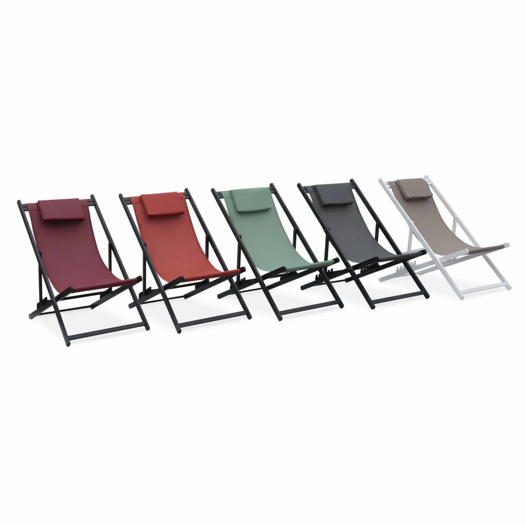 Set 2 lettini prendisole in alluminio multiposizione, grigio