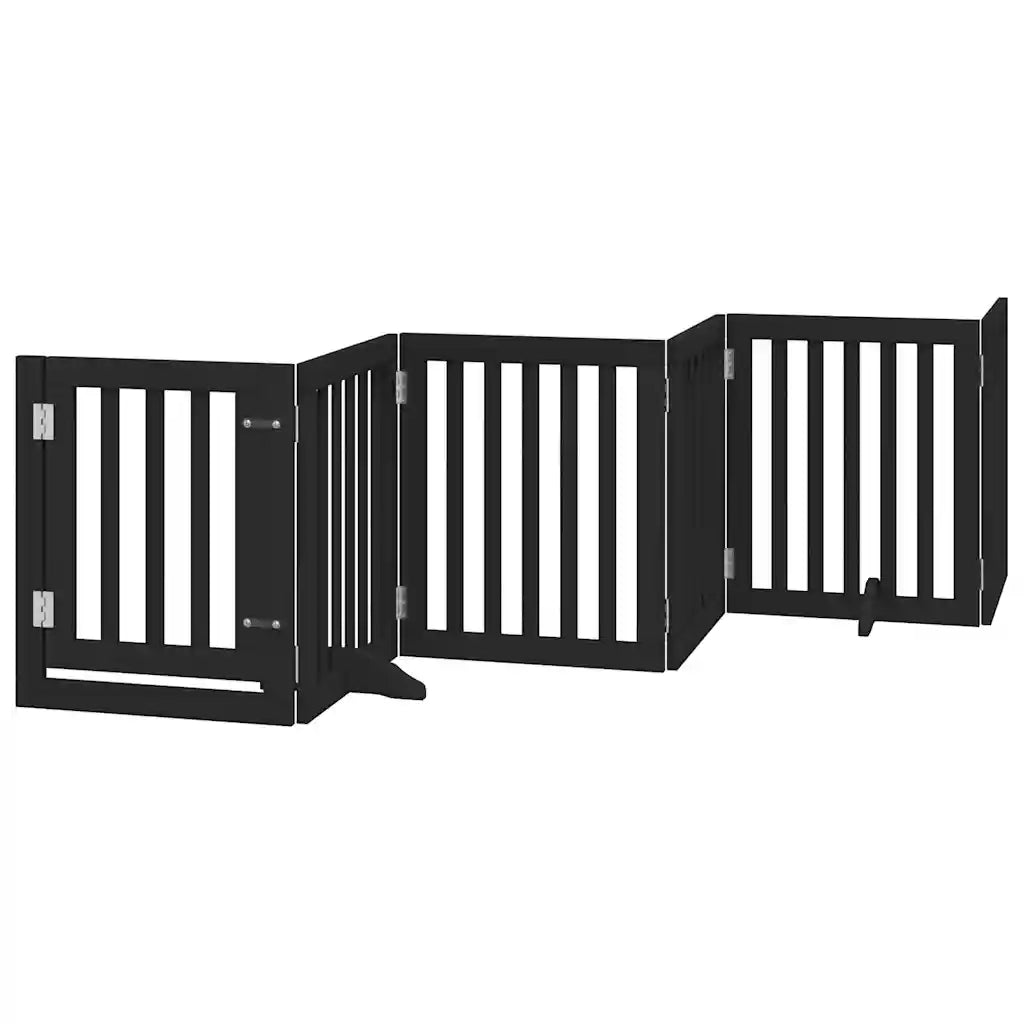 Cancello per Cani Porta Pieghevole Nero 9 Pannelli 450cm Pioppo CFW4095870