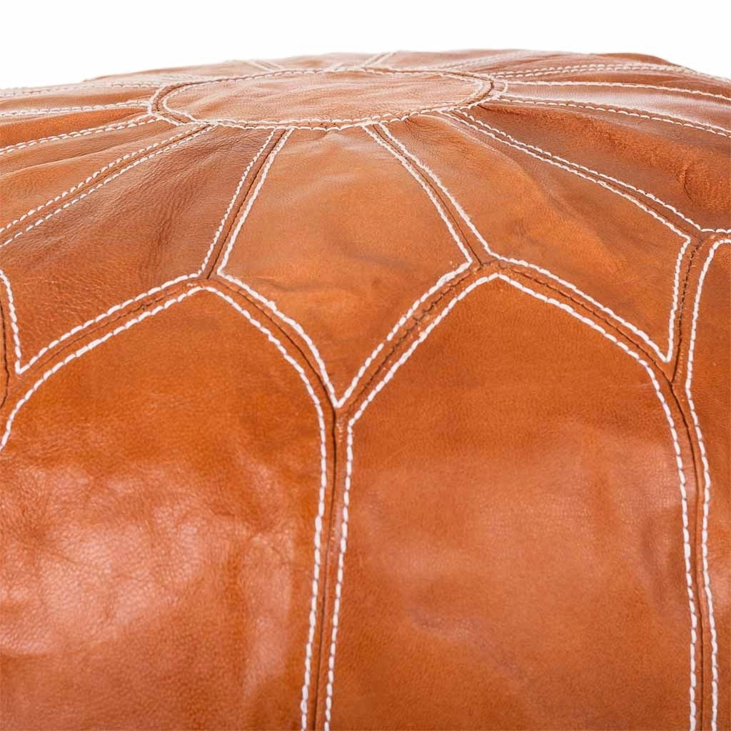 Pouf in pelle arancione 48x48x35h