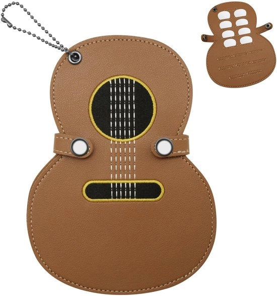 Custodia per Plettre in Pelle - 17 Fiamme - Custodia per Chitarra - Scatola di Stoccaggio - Regalo per Chitarristi - Design Marrone