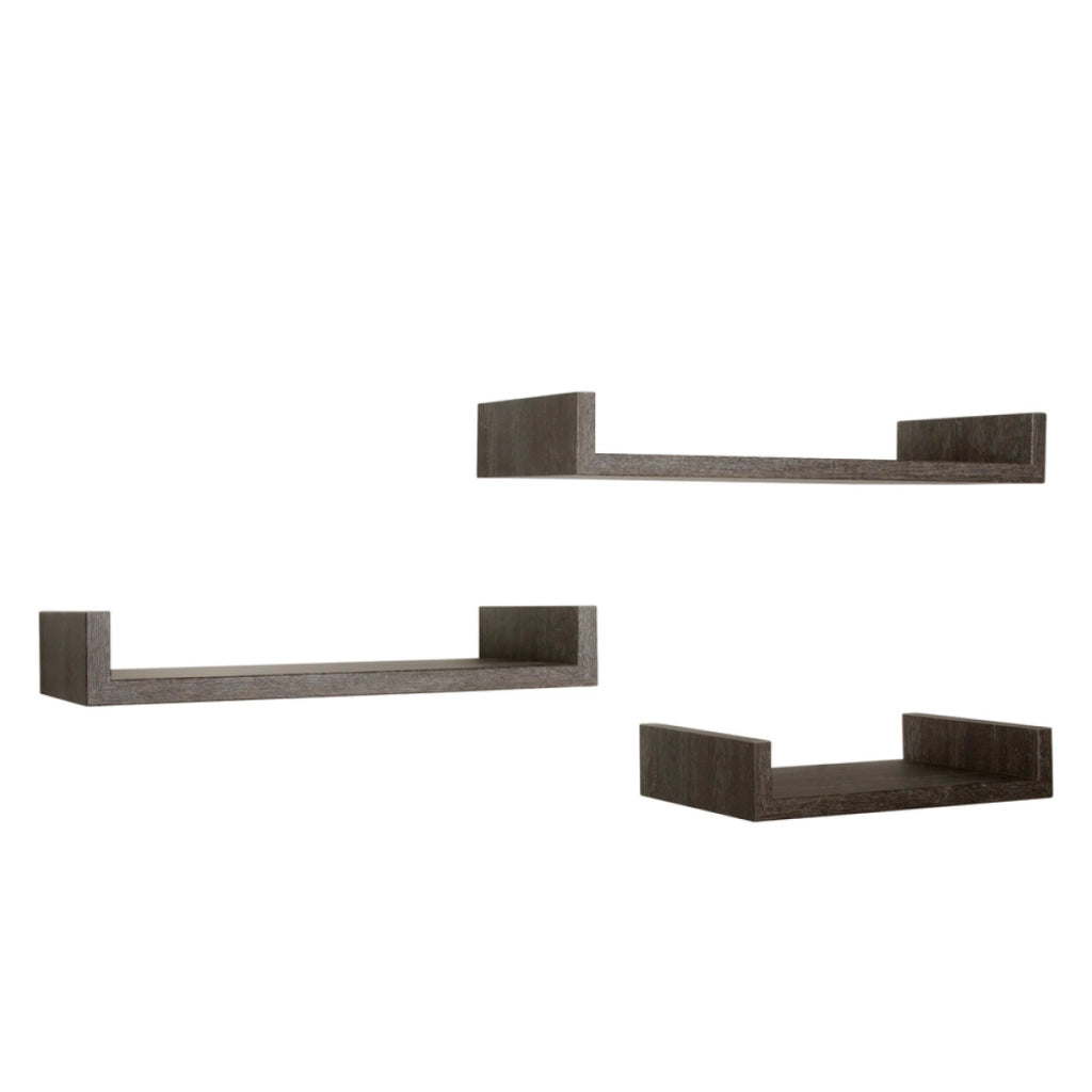 Set di 3 Mensole da Muro Modello CALAMITA MAXI, Mensole Muro Design, Mensola da Parete. Misure 60x8 p23.7 cm, 50x8 p23.7 cm e 40x8 p23.7 cm. Finitura   ROV. SCURO - MADE IN ITALY