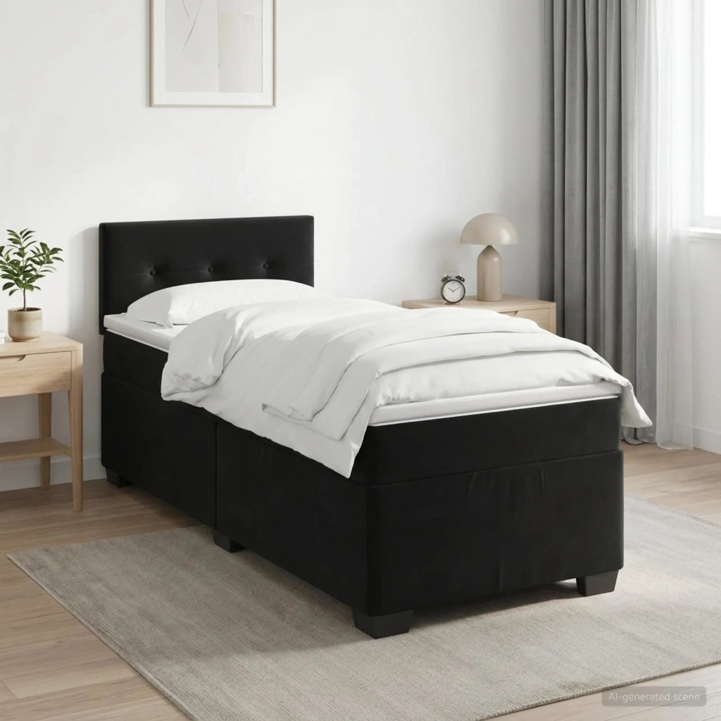 Letto con Box Spring, Materasso e LED Nero 80 x 200 cm Velluto 3452068