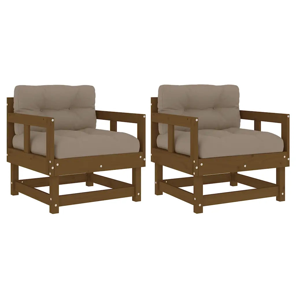 Sedie da Giardino con Cuscini 2pz Legno Massello di Pino Mielecod mxl 80754