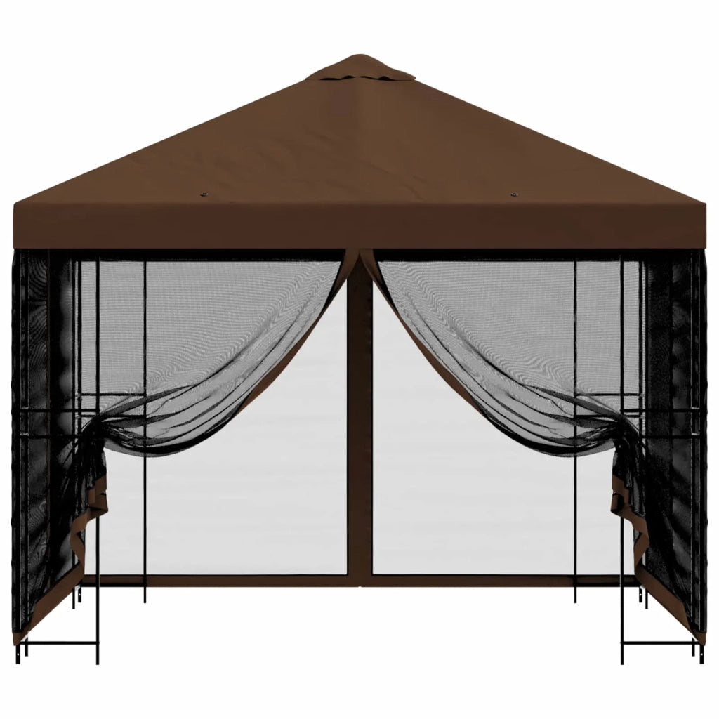 Gazebo da giardino con pareti laterali 3 x 3 m Marrone 900348