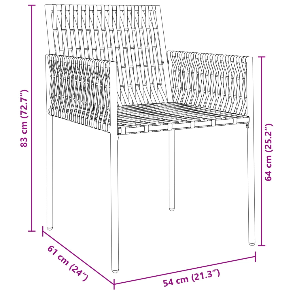 Set da pranzo da giardino 9 pezzi con cuscini in polyrattan nero