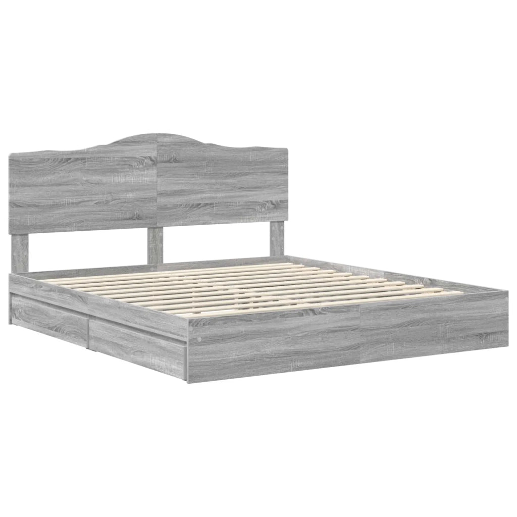 Letto con Contenitore con testiera Grigio Sonoma 200 x 200 cm 3413476
