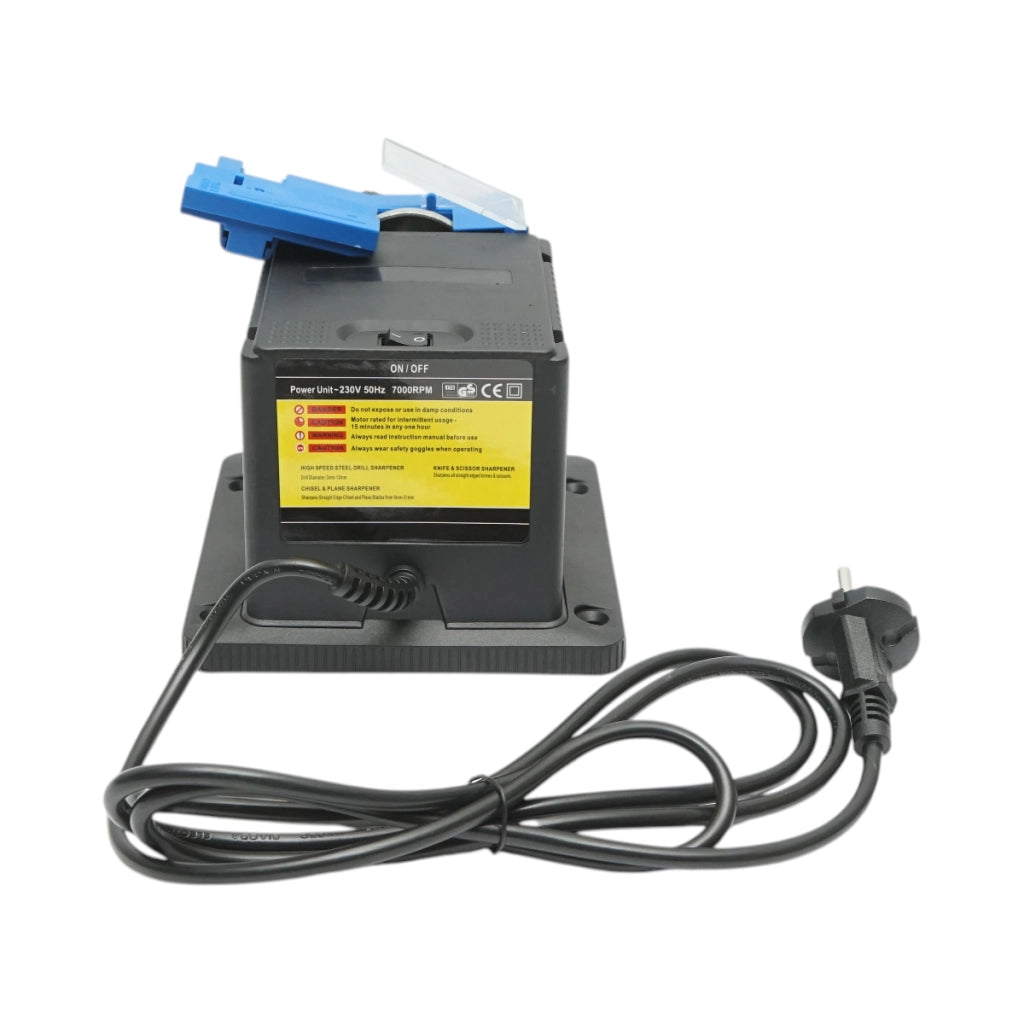 Affilacoltelli elettrico 220V, 65W, 7000 giri/min, angolo 15-50°, larghezza di affilatura 6-51 mm, punte da trapano 3-13 mm, forbici, scalpelli, pialle