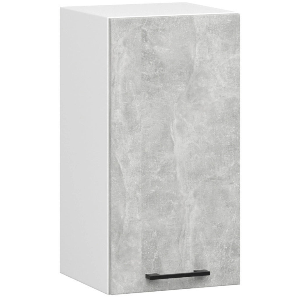 Set da cucina con vetrina AKORD OLIWIA 3,0 m Bianco 300 cm 11 ante 1 cassetto frontale Cemento 300×46×203 cm
