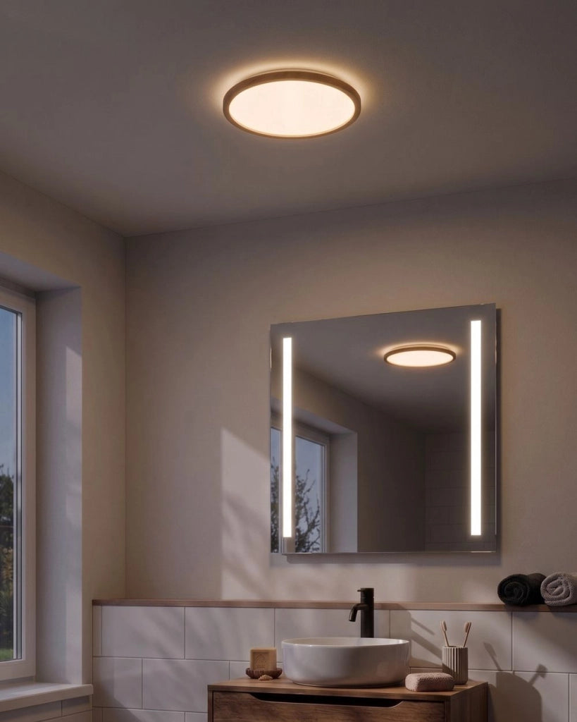 Plafoniera LED Marrone Chiaro 30 cm Sintetica Rotonda Pannello Luminoso LED a Filo Soffitto con Telecomando