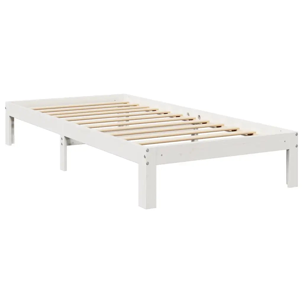 Letto Libreria senza Materasso-Struttura Letto con contenitore Bianca 90x200 cm Legno di Pino 515635