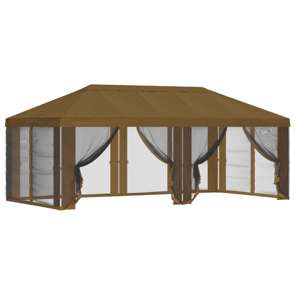 Copertura Gazebo con Pareti Laterali Tortora 600,5 x 300,5 cm 900440