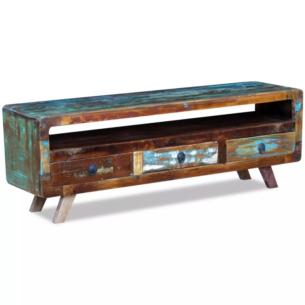 Pratico mobile porta TV/credenza di design con 3 cassetti realizzato in legno massello di recupero 2502100