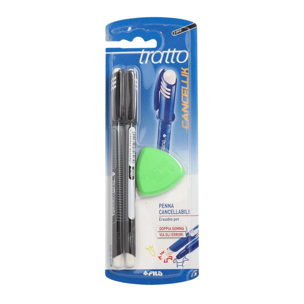 TRATTO PENNA CANCELLIK NERA 2 PZ + GOMMA NERA