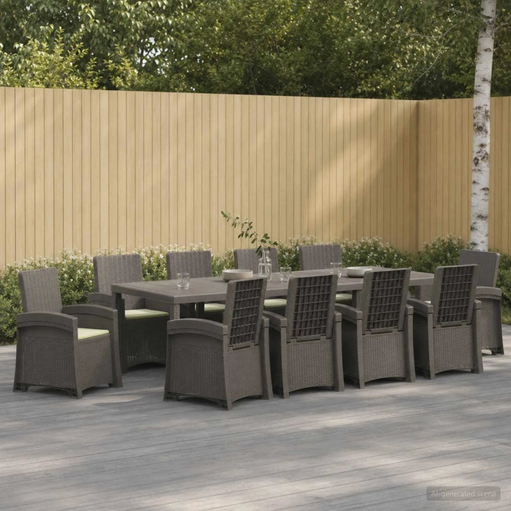 Set da Pranzo per Giardino 11 pz Grigio chiaro e panna PP 3430179