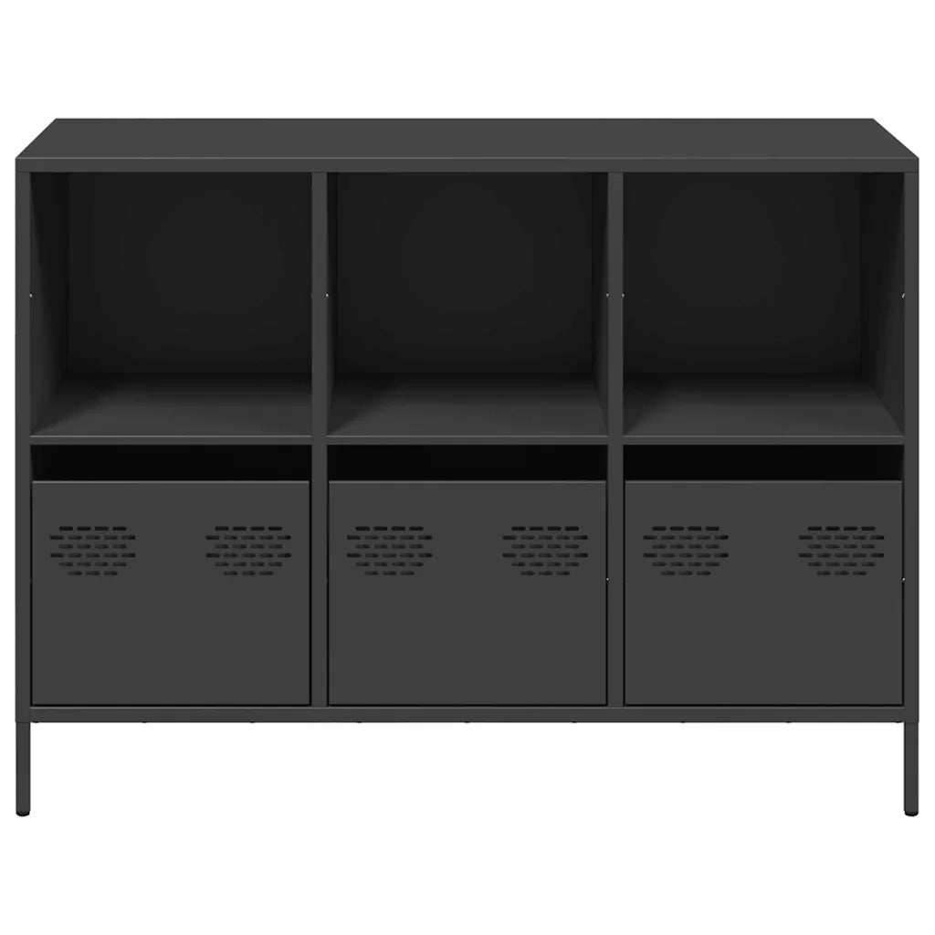 Credenza Nera 101,5x39x73,5 cm in Acciaio Laminato a Freddo