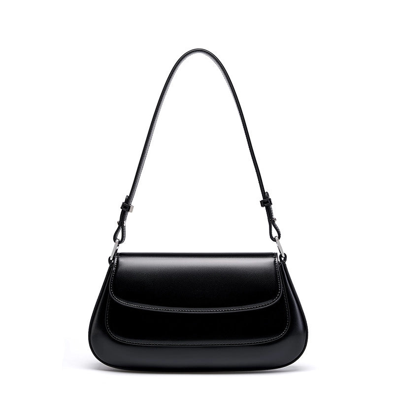 Borsa a tracolla Boston Shell in vera pelle nera