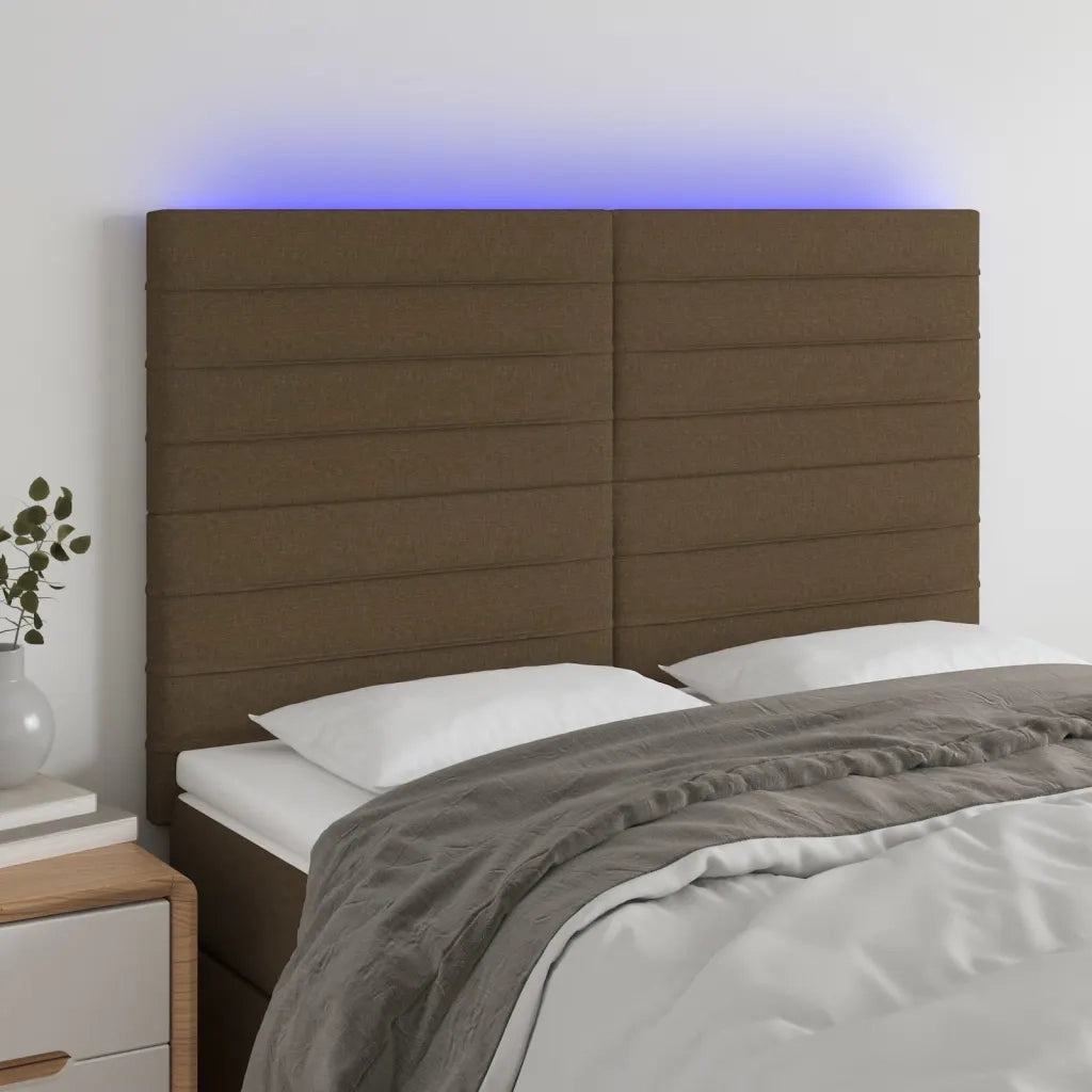 Testiera | Testata a LED Marrone Scuro 144x5x118/128 cm in Tessuto