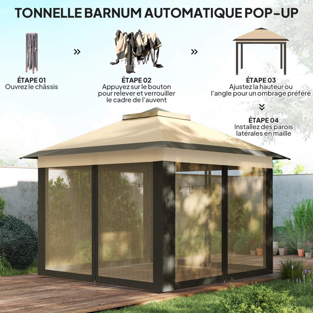 Gazebo da giardino 3x3m ¨C zephmum ¨C Pop-up con doppio tetto e zanzariere