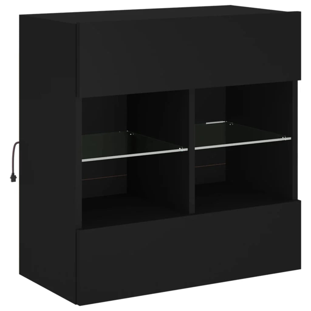 Mobile TV multimediale mensola TV credenza mobile TV per sala da pranzo soggiorno camera da letto montaggio a parete con luci LED 58,5 x 30 x 60,5 cm nero 02_0027897