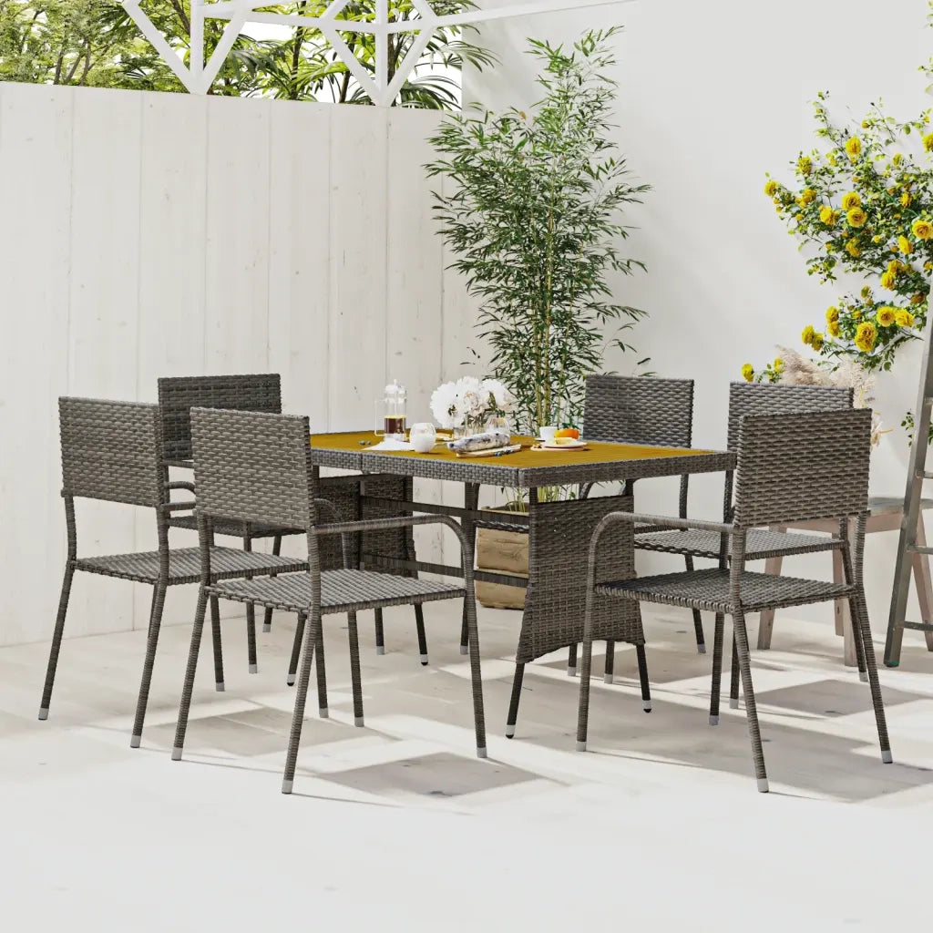 Set da Pranzo per Esterni 7 pz in Polyrattan Grigio cod mxl 38640