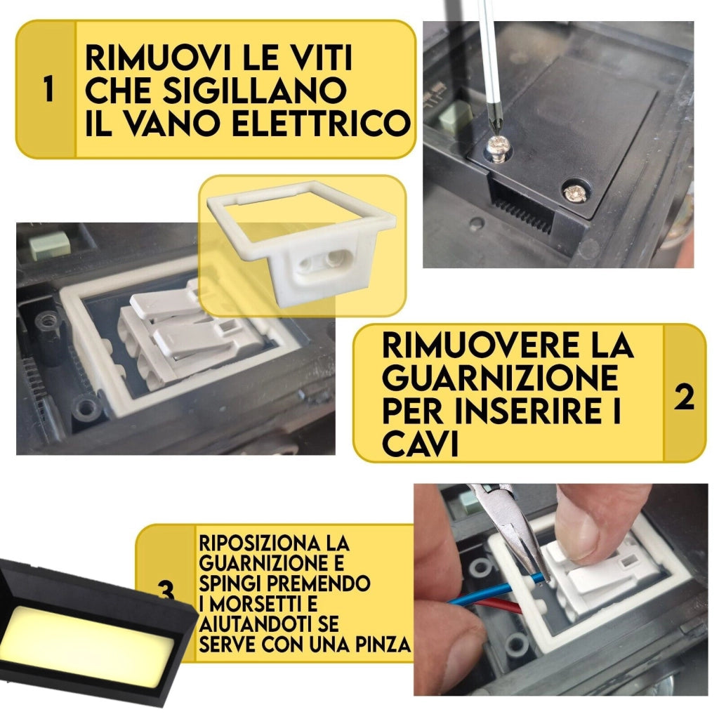 Faretto segnapasso da Esterno Lampada Nera a LED CCT per Parete Impermeabile IP65 6W in Plastica