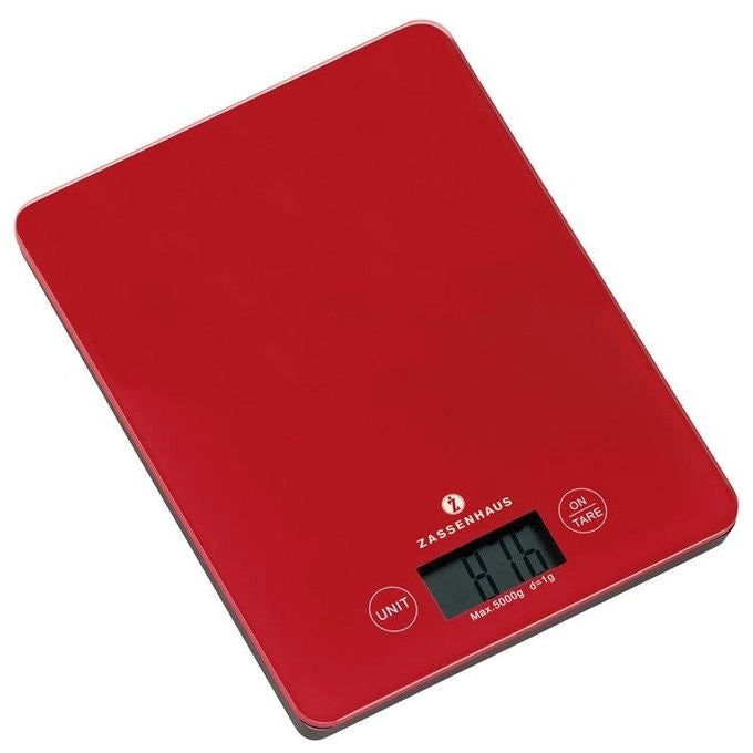Zassenhaus 073218 Balance Bilancia da cucina elettronica 5 Kg 1 g Display LCD colore Rosso