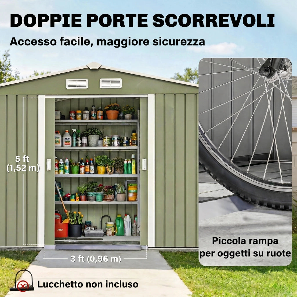 Casetta da Giardino ¨C zephmum ¨C Verde Chiaro Acciaio 277x195x192cm