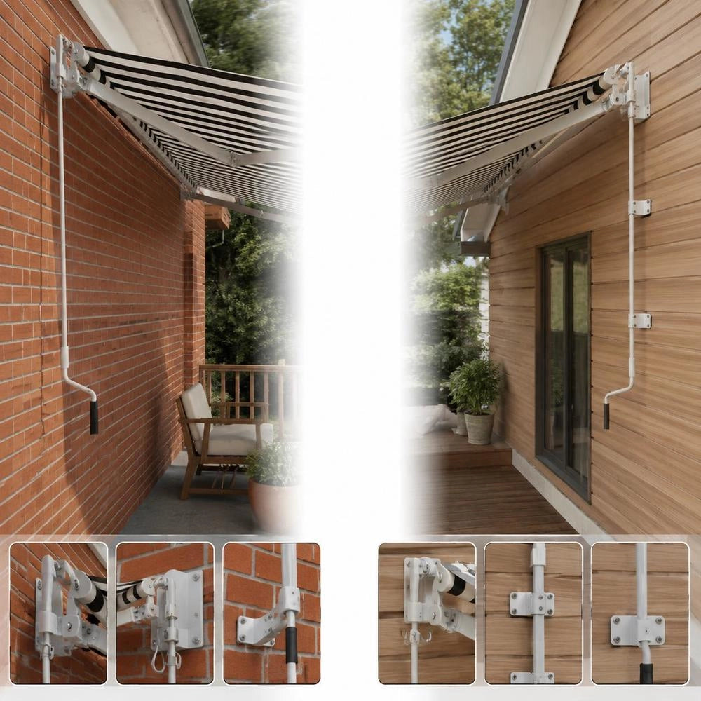 Awning Fabric Anthracite And White 5x3.5 M