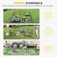 Recinto per Cani e Cuccioli con 12 Pannelli Modulabili e 2 Ingressi, 80x1.5x60cm