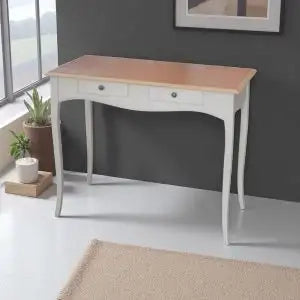 Scrivania scrittoio in legno Shabby chic bianco e naturale mod Linda