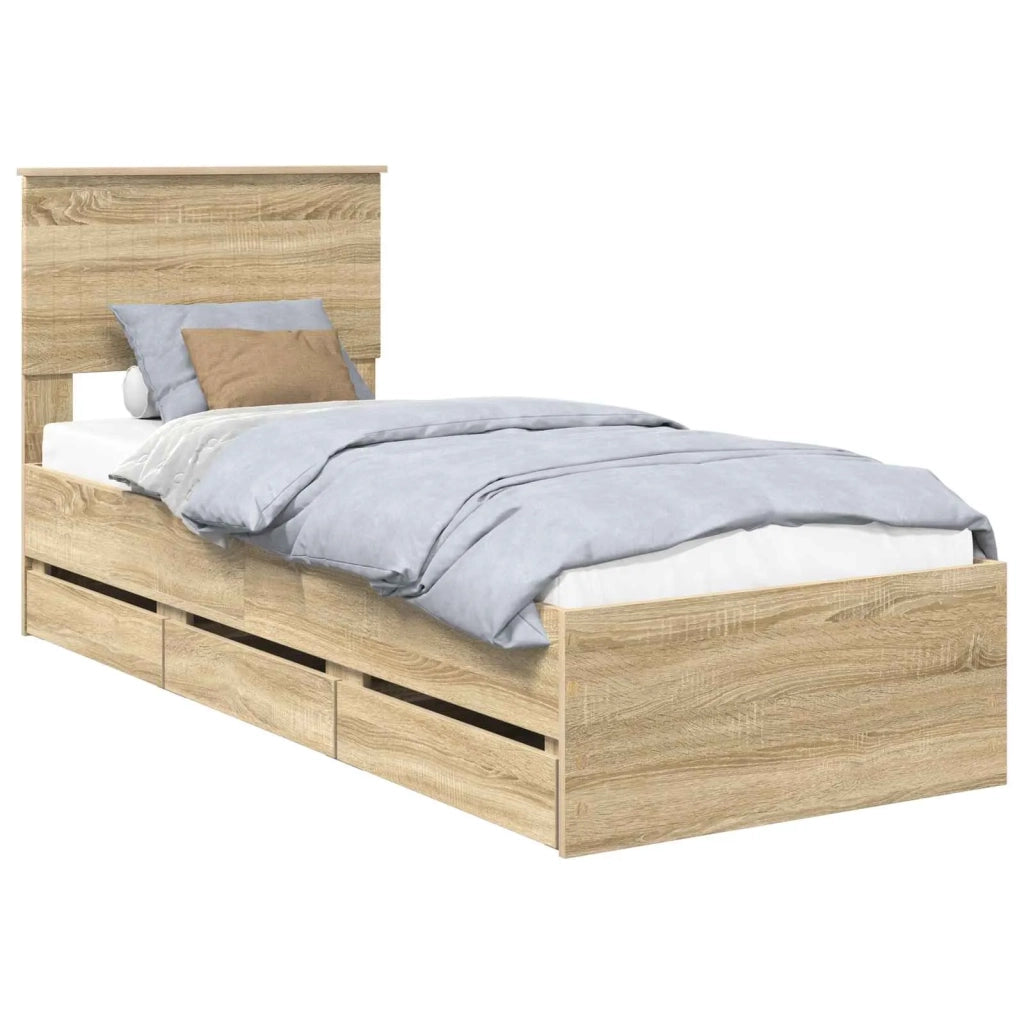 Struttura del letto con cassetto Rovere Sonoma 75 x 190 cm