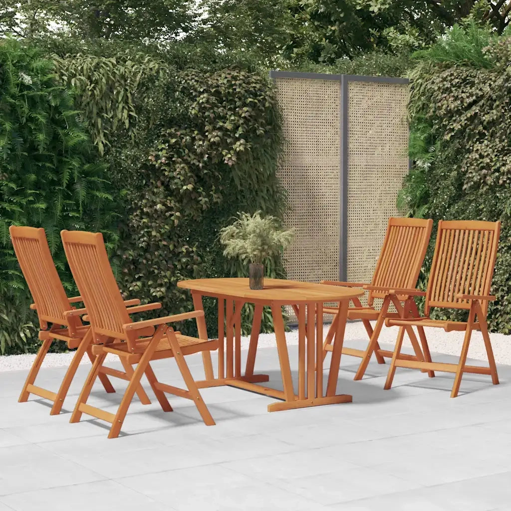 Set da Pranzo per Giardino 5 pz in Legno Massello di Eucalipto cod mxl 43235