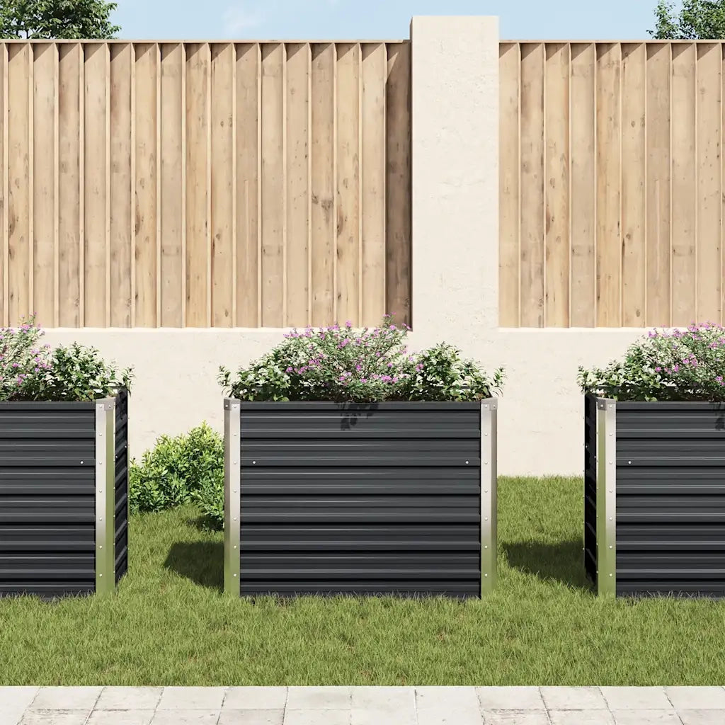 Fioriera per Giardino Antracite 100x40x77 cm in Acciaio Zincato 45732