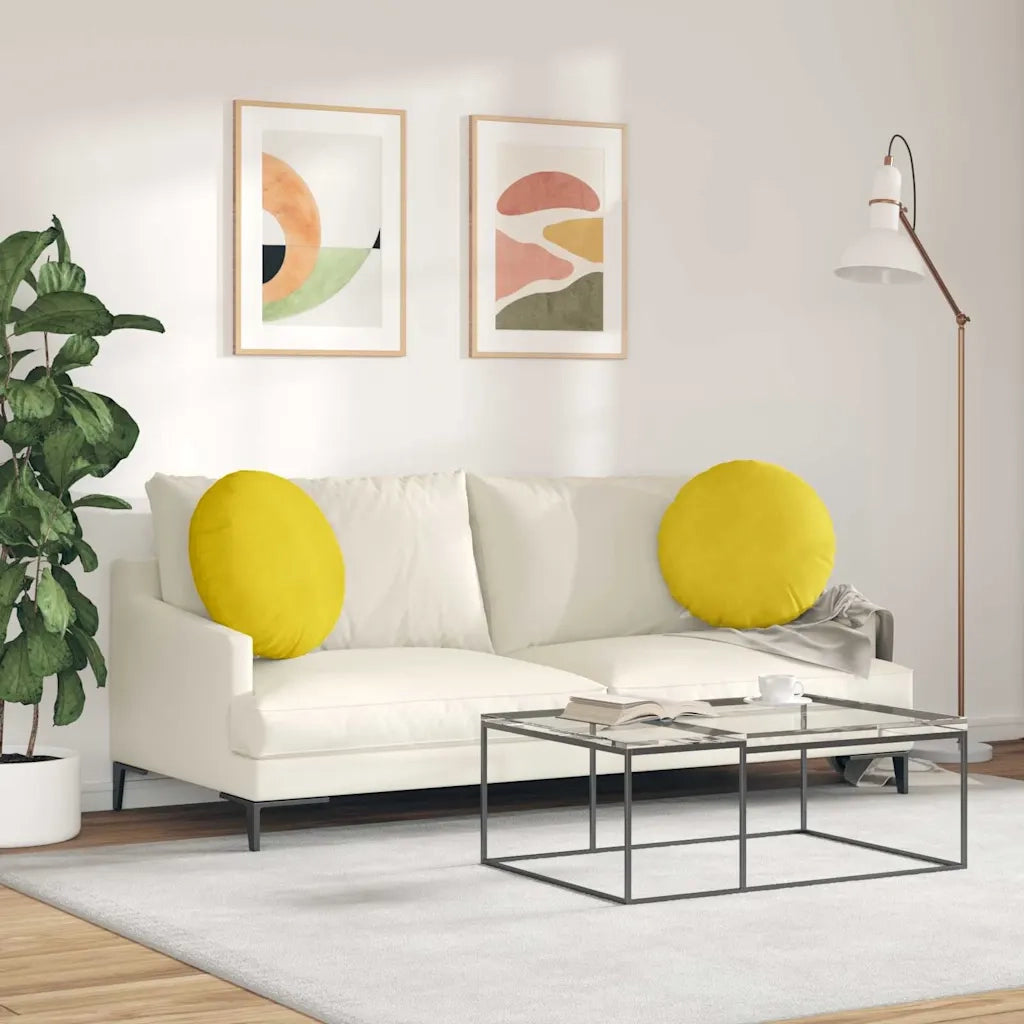 Cuscini per Seduta 2 pcs Giallo Ø50 x 19 cm Velluto