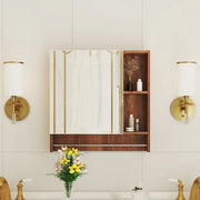 Armadietto da bagno con specchio ¨C Minimal ¨C colore rovere, materiale MDF, ripiani aperti