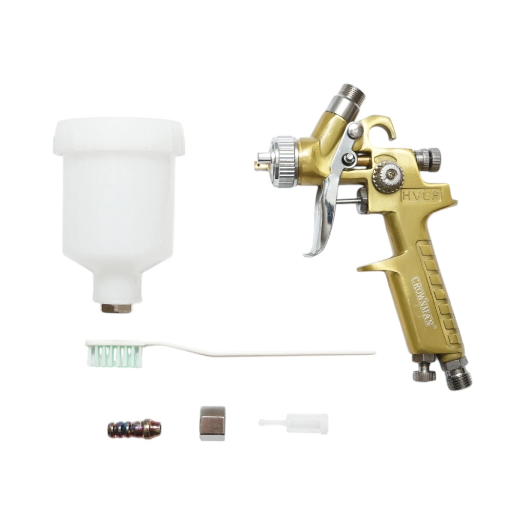 Pistola a spruzzo per verniciatura ad aria compressa Crownman da 100 ml, portata 70-110 ml/min, ugello 0,8 mm, pressione massima 3,5 bar