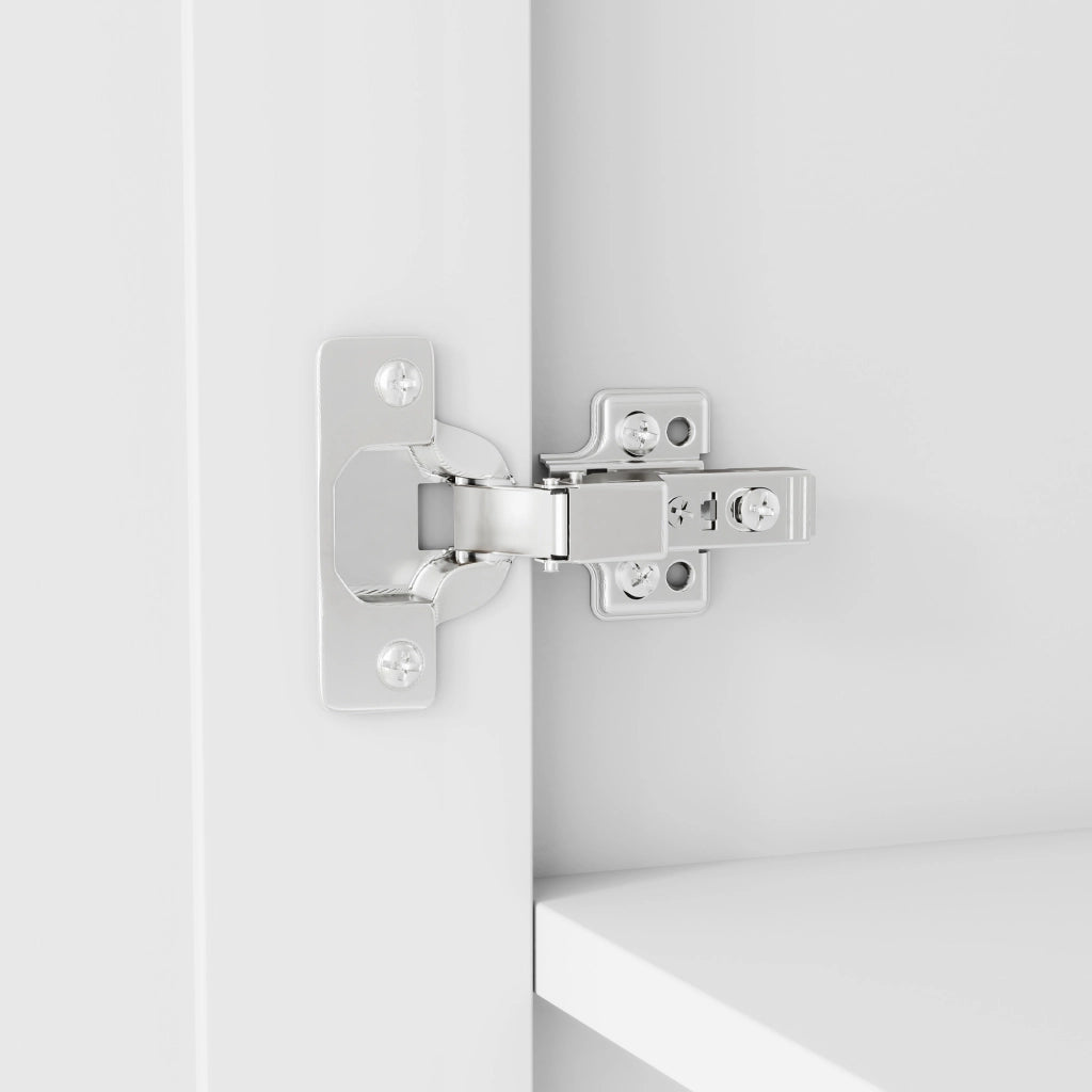 Mobile da bagno, mobile alto, design a doppia anta, ripiani regolabili, bianco