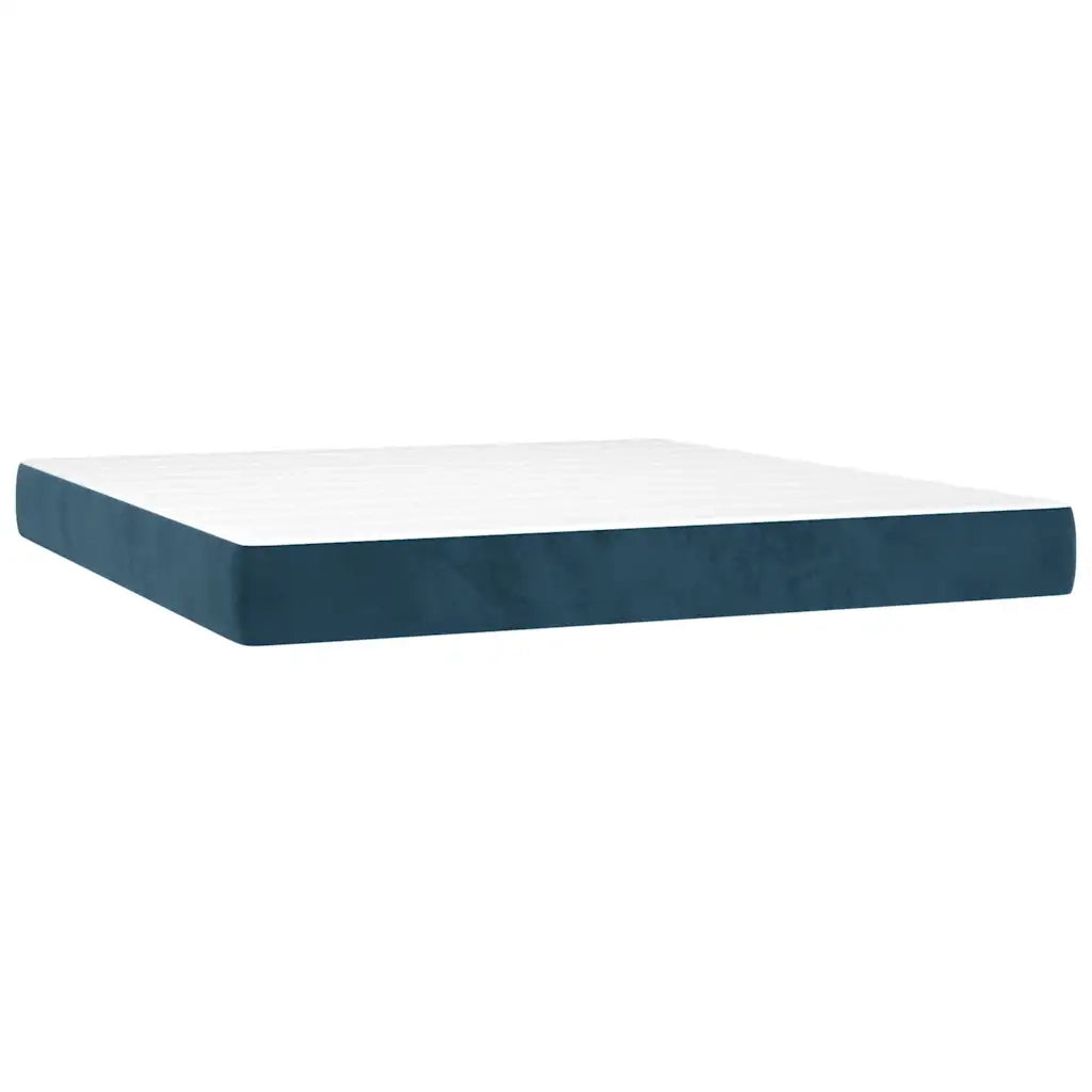 Giroletto a Molle con Materasso Blu Scuro 180x200 cm in Velluto