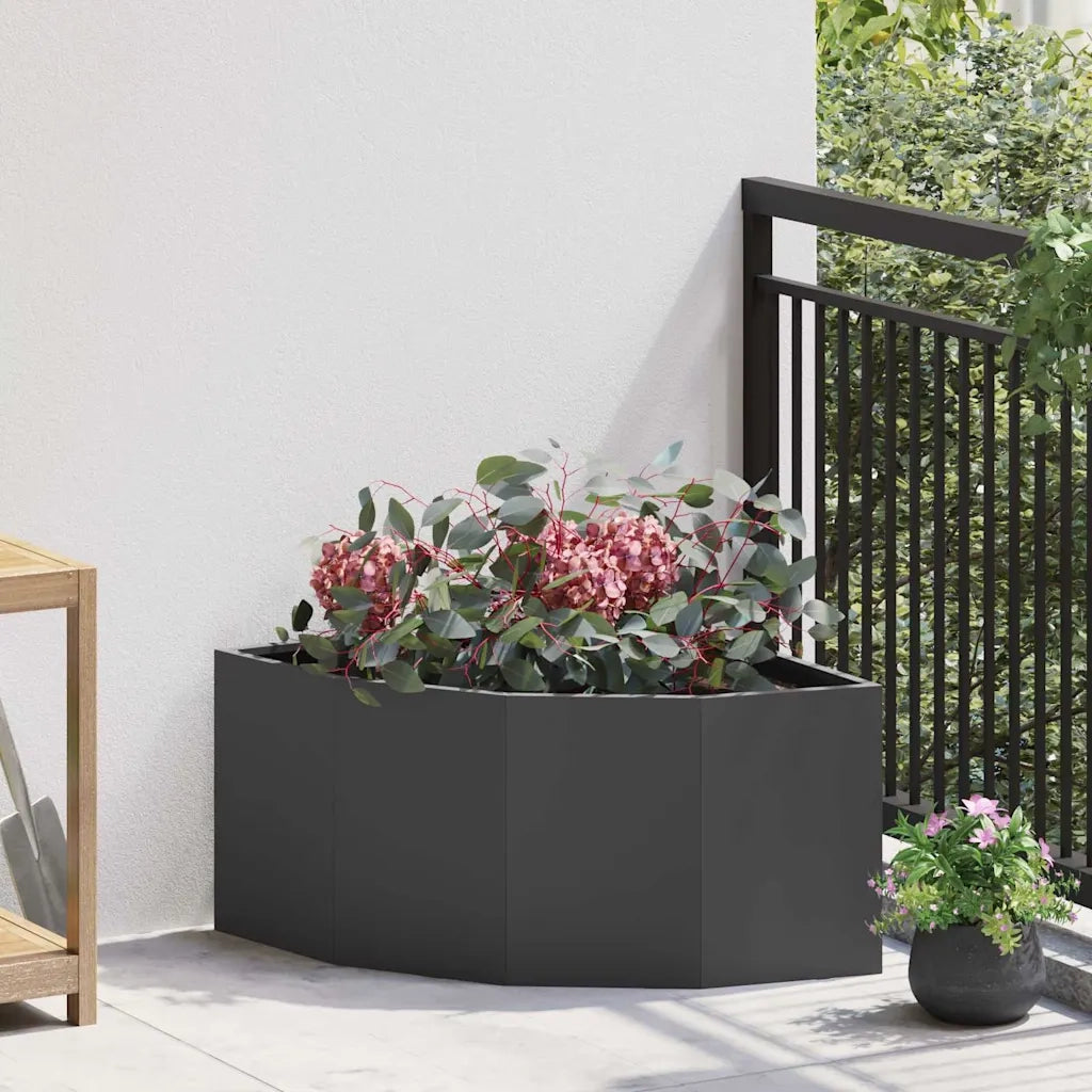 Fioriere | Cassetta per fiori | Vaso d'angolo Nero 60 x 60 x 35 cm Acciaio