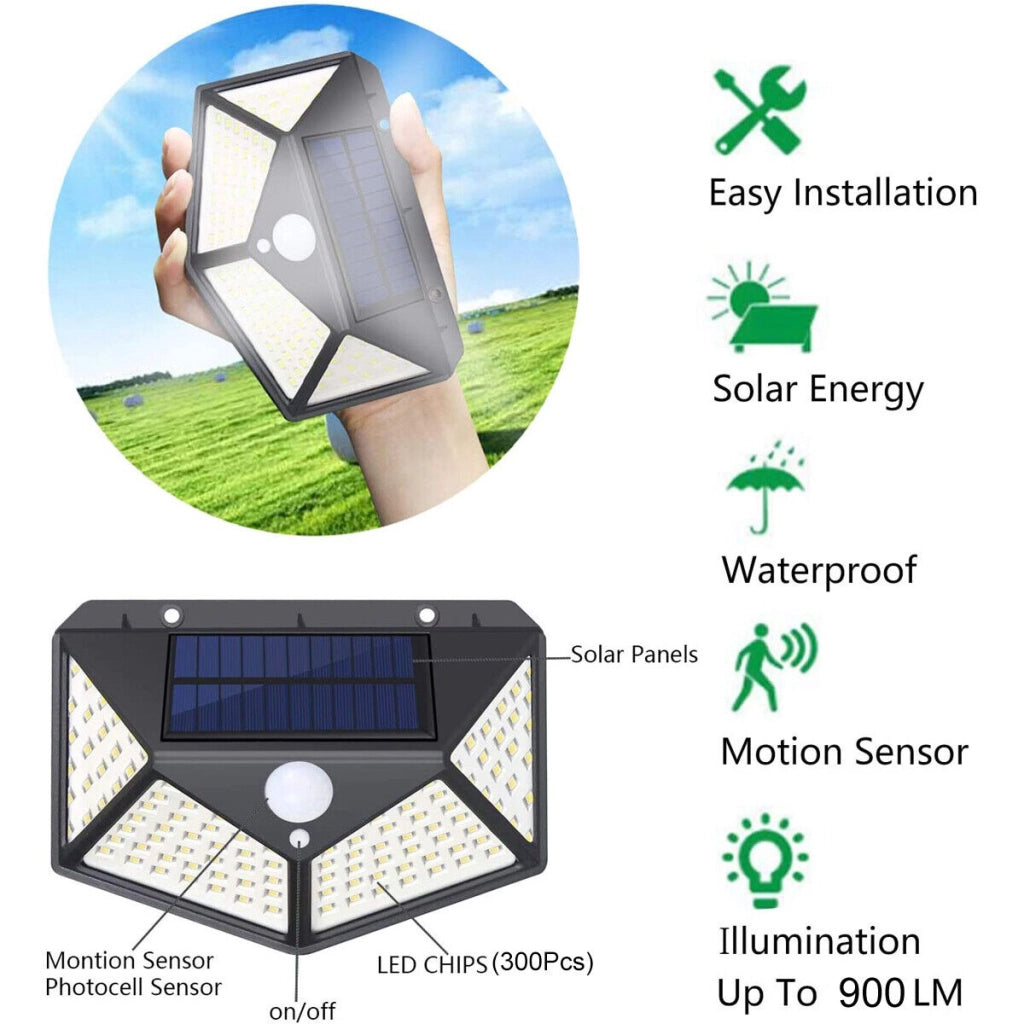 4Pz Lampada luce faretto faro esterno solare 300 LED sensore movimento HS-8010C