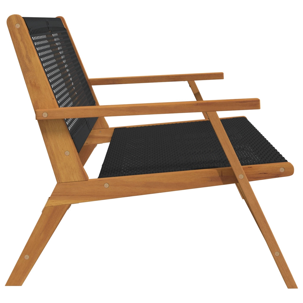 Panchina da giardino nera 122x76x73,5 cm in legno massello di acacia